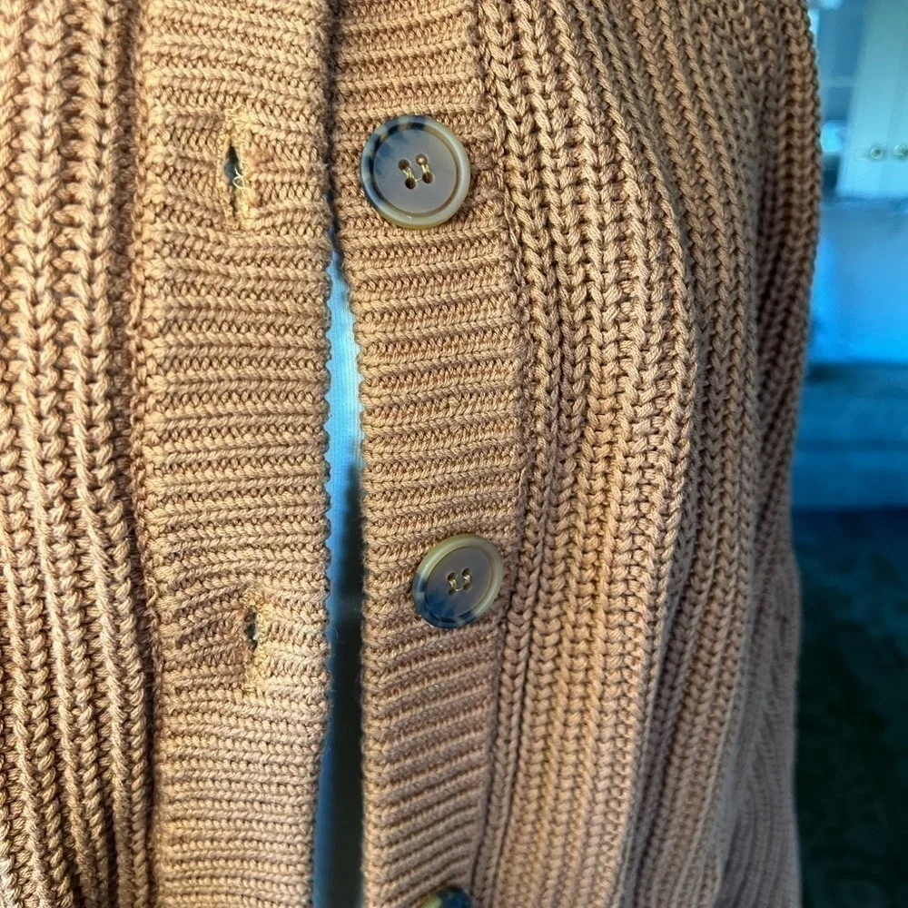 525 AMERICA Cognac cotton heavy knit balloon sleeves size large - Picture 6 of 11